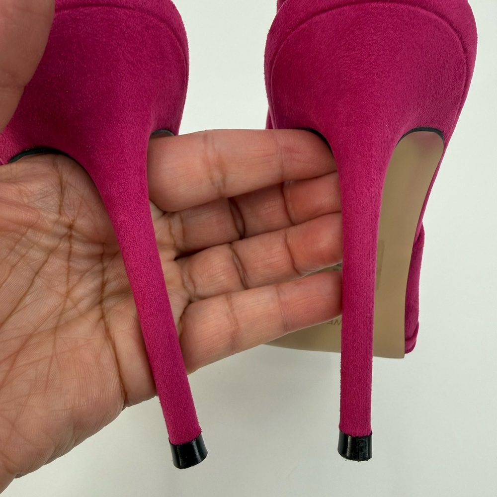 Nine West Faive Pink Suede Slingback Stiletto Pointed Toe Knot Detail Heels - Picture 16 of 16